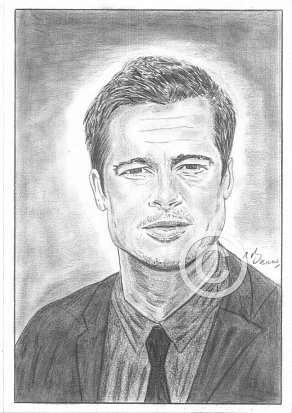 Brad Pitt Pencil Portrait