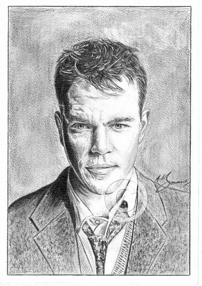 Matt Damon Pencil Portrait