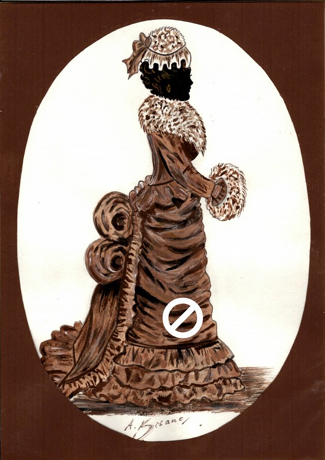 Edwardian lady with fur hand warmer (Burnt Umber) #2 Pencil Portrait