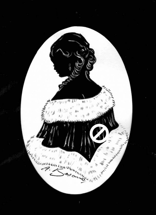 Young Lady with fur cape (B & W) Pencil Portrait